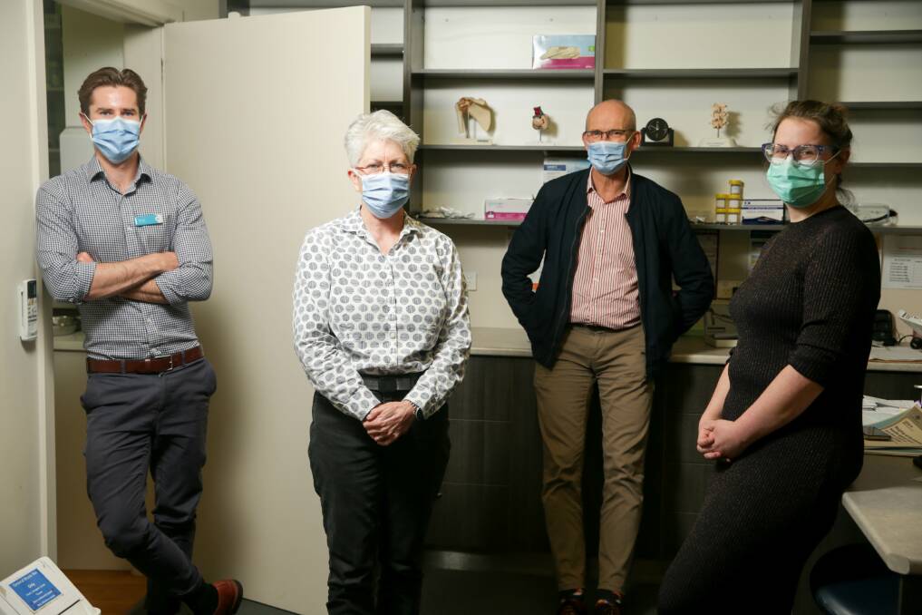 FEELING AT HOME: Terang Medical Clinic's Deakin intern Brad Treloar, Dr Linda Anderson, Dr Tim Fitzpatrick and Dr Jacqueline Altree. Picture: Chris Doheny
