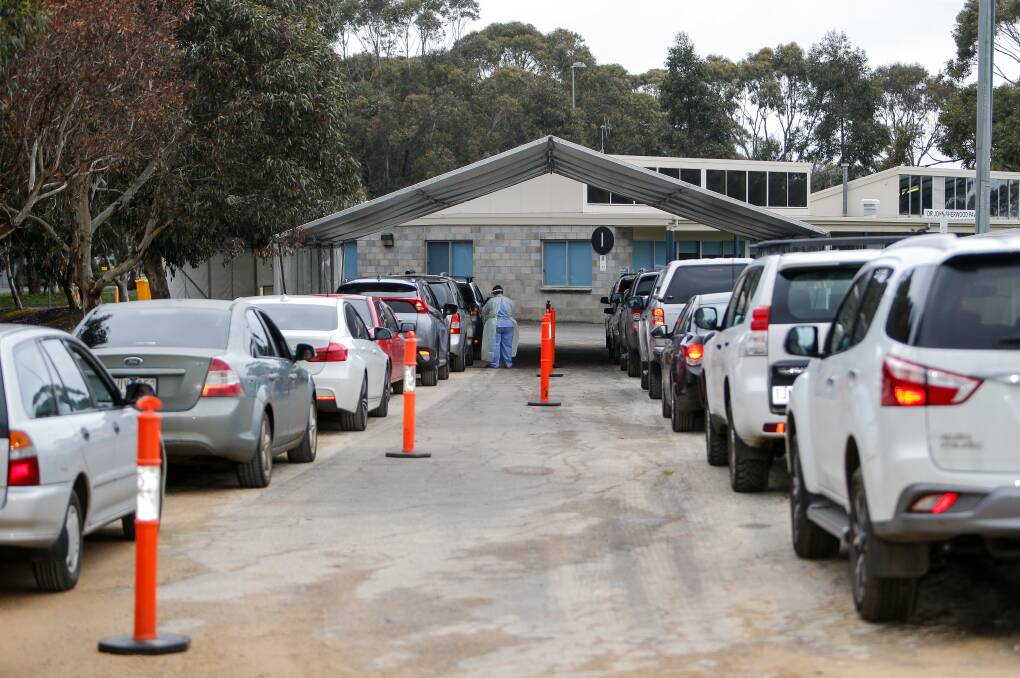 South West Healthcare has equipment out at Deakin set aside in case of demand for a second testing site over summer. Picture: Anthony Brady