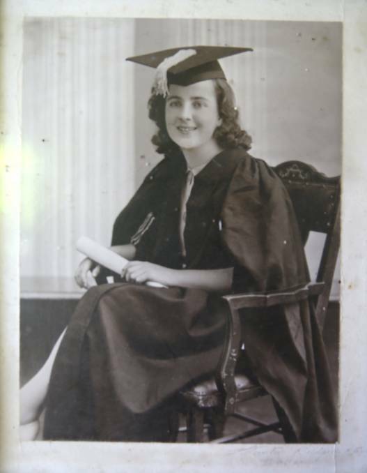 A fresh-faced Mary Fiorini-Lowell aged 17 at her music graduation.