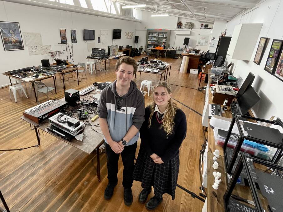 Electronic sound: Shaun Pragt, 25, and Jemma Killen, 17, learn all about electronic music at South West MESS. Pictures: Kyra Gillespie