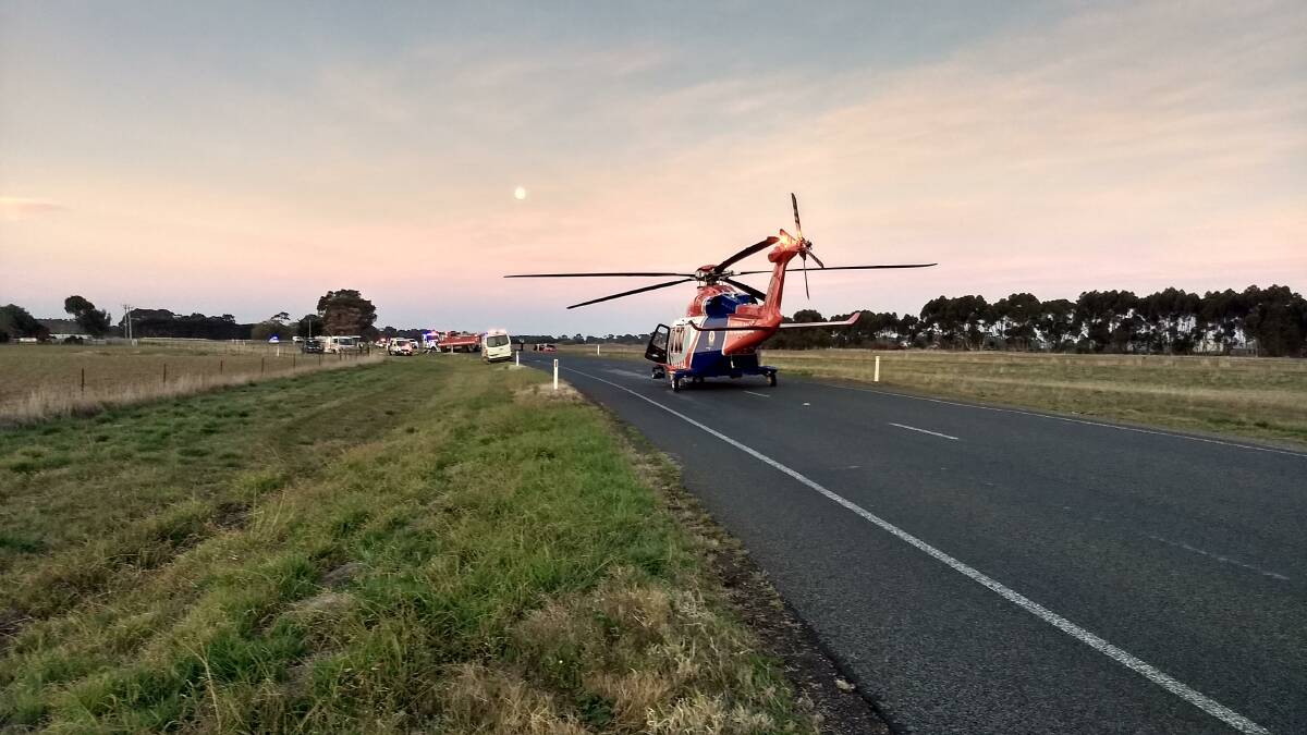 Woman hurt: The female driver of the Hyundai sustained life threatening injuries and has been airlifted to hospital. Her passenger was also airlifted in a critical condition. Photo: Supplied