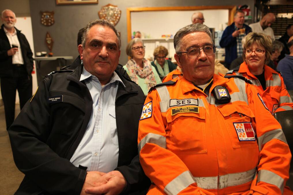 First responders: Heywood SES controller Charlie Debono and Portland SES deputy controller Ray Polaski at the forum. Picture: Kyra Gillespie