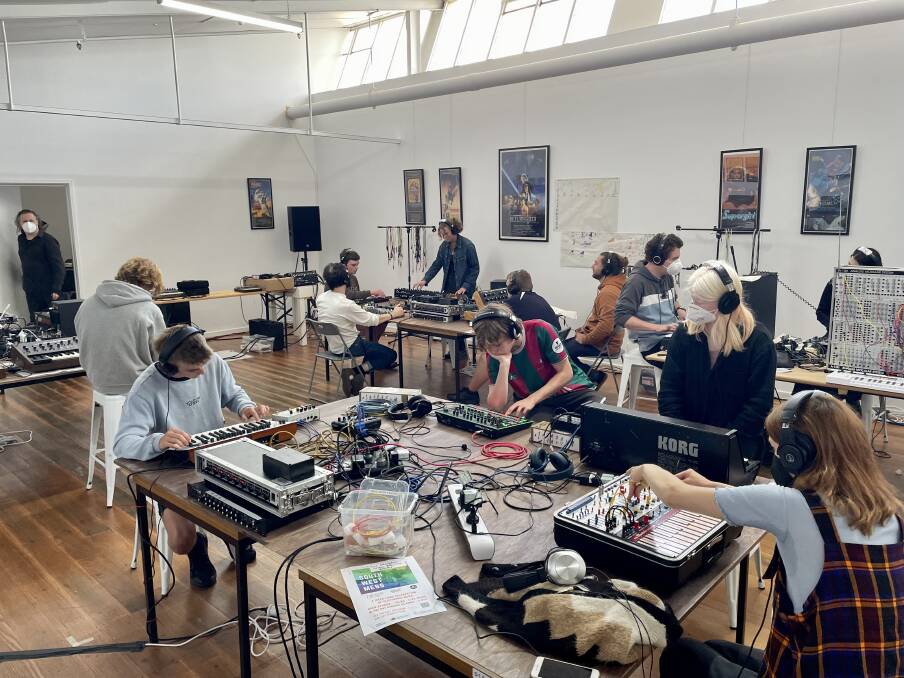 Creative hub: Students work on their upcoming live performances over the weekend. 
