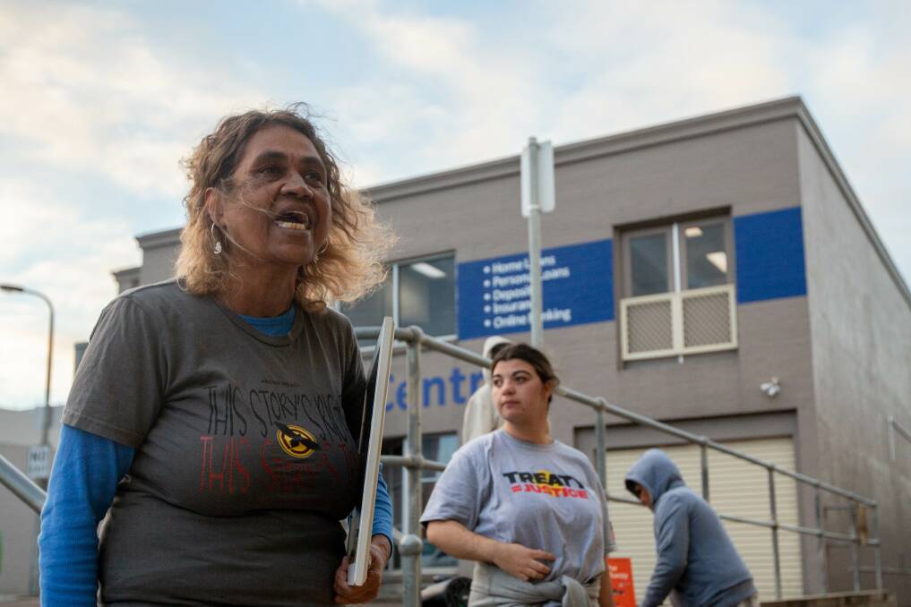 Tracy Roach protesting the number of Aboriginal and Torres Strait Islander children in out-of-home care, which has increased since former Prime Minister Kevin Rudd's apology in 2008. Picture: Chris Doheny