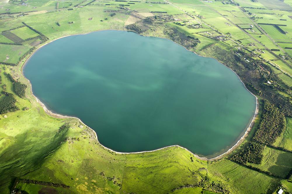Lake Gnotuk in south-western Victoria is an example of a maar a shallow crater formed by a volcanic eruption with little lava. (Image: Don Fuchs/Australian Geographic)