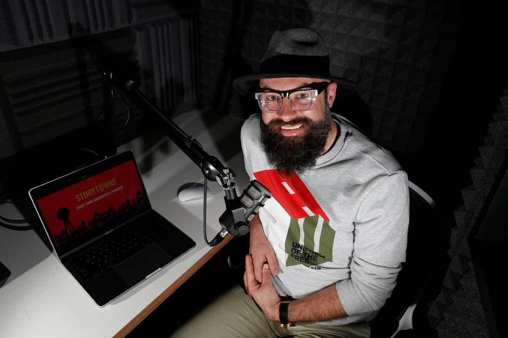 STORY TIME: Jarrod Pickford in his studio where he records the podcast for Storytowns. Picture: Mark Witte