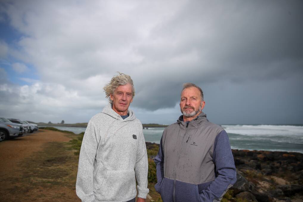 Sick: Surfers Tim Dryden and Mark Archbold were hospitalised after contact with brown sludge in the surf at The Passage over the Easter break. Picture: Morgan Hancock