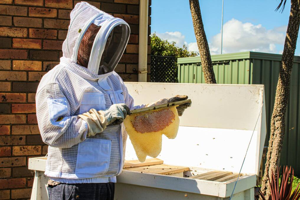 Beginner bee keeper Jason Delaney has started up the Warrnambool and District Beekeeping Club and encourages anyone with an interest to join. Picture: Kyra Gillespie