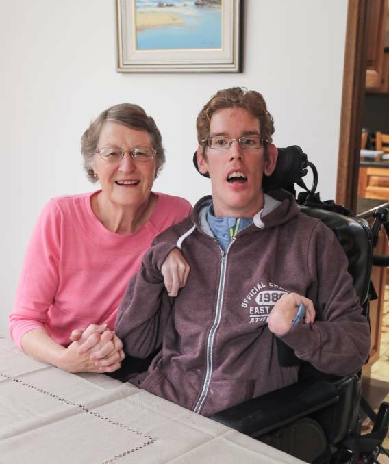Hurdles: Lorraine de Kok with her son Nathan de Kok, 30, who suffers from cerebral palsy. Picture: Rob Gunstone