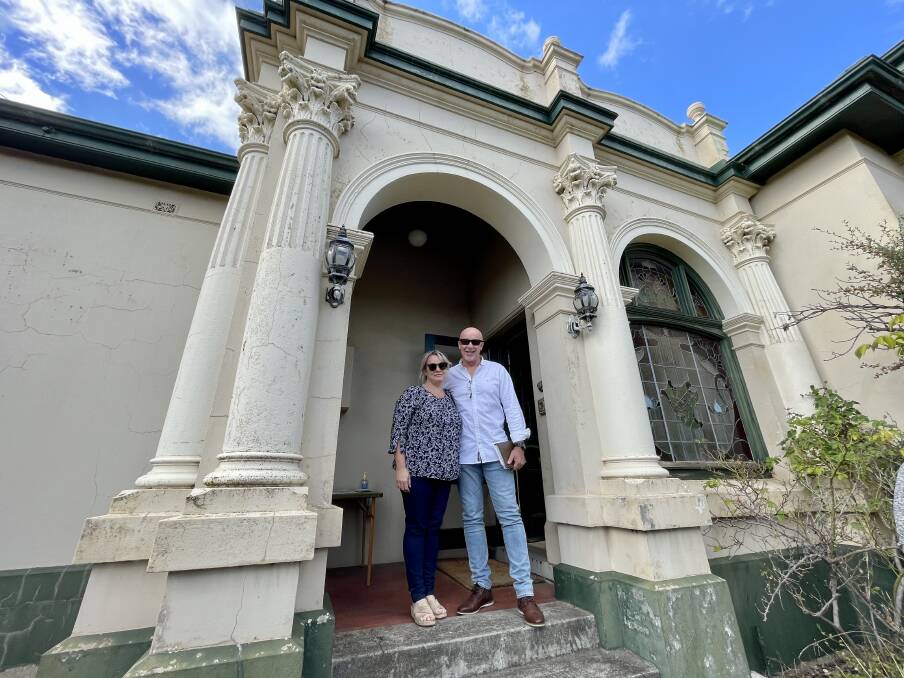 Dream home: Nicole and Tim Maywald secured a grand central Victorian sandstone home on Howard Street Warrnambool on Saturday. Picture: Kyra Gillespie