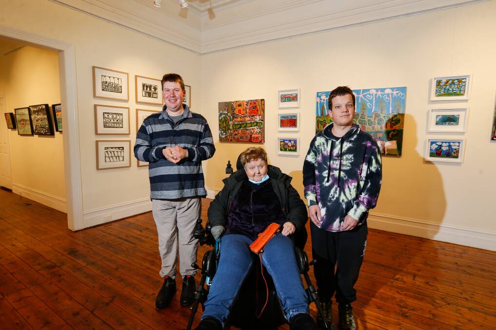 Exhibition: Jake Morgan, Leonie Roberts and Adam Clarke at their exhibition at the F Project. Picture: Anthony Brady