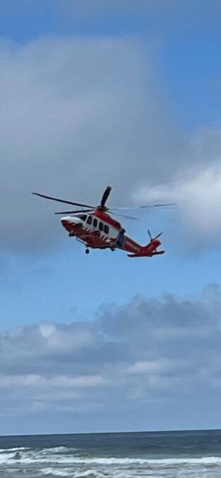 The HEMS 4 helicopter on the scene of the tragic drowning at Princetown. Picture: Supplied 
