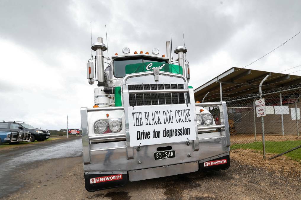 Drive for depression: The prime mover that led the Black Dog Cruise in 2019. Picture: Anthony Brady