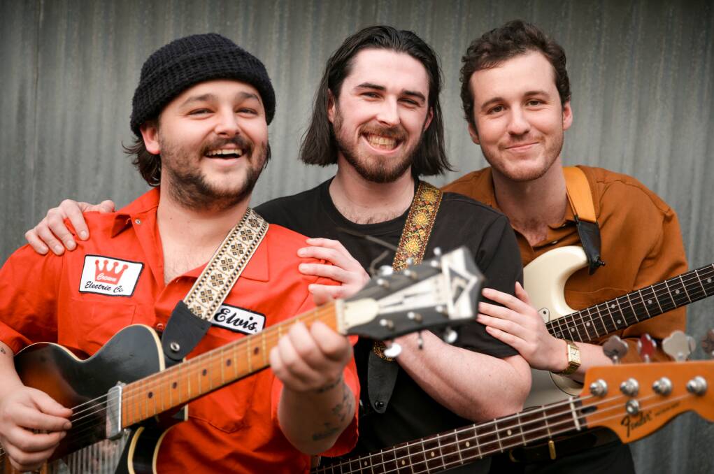 Declan Murphy, Matt Rowan and Samuel Pyers of Warrnambool band Lemonbait were gearing up for their Port Fairy Winter Weekends gig, which has been postponed due to COVID. Picture: Chris Doheny