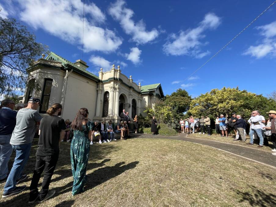 Interest: A crowd of around 50 gathered in the large front yard for the highly-anticipated auction on March 26. Picture: Kyra Gillespie