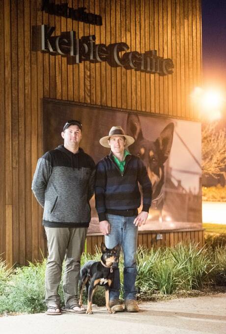 Top dog: Trent Bettsie, left, paid $15,000 for prized kelpie Whiskey from handler Jack Leonard, right. 
