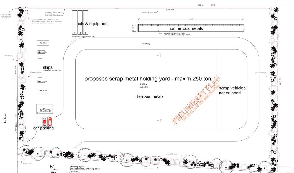 A design of the proposed scrap metal holding yard. 