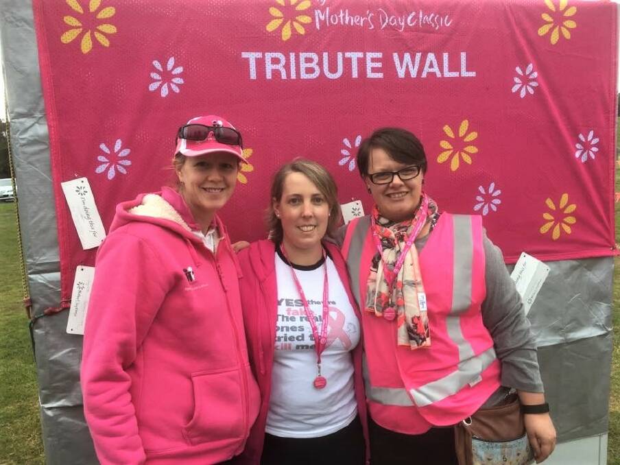 Survival: Breast care nurse Rebecca Hay with breast cancer survivors Emily Jarvis and Deanne Evans. 