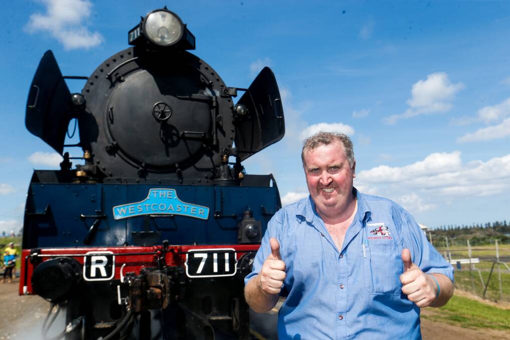 Full steam ahead: Event organiser Eddie White with the Westcoaster. Picture: Anthony Brady