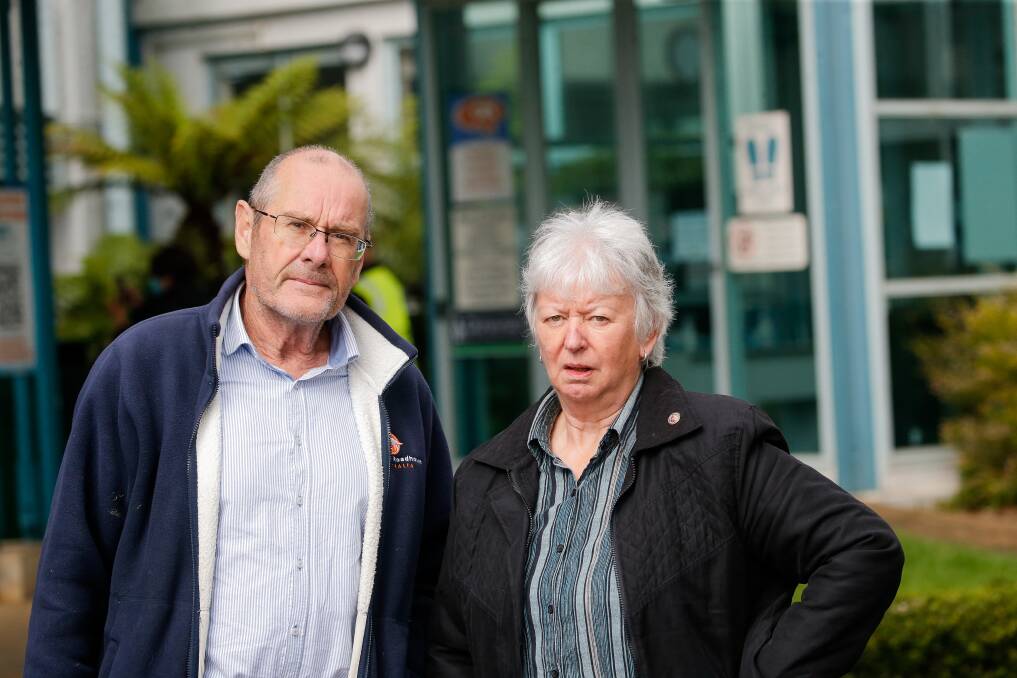 Concerns: Former board chair Mike Noske and Portland Community Action Group member and former Portland Observer editor Ellen Linke wanted to speak to the health minister. Picture: Anthony Brady