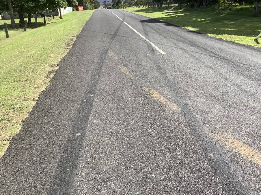 The skid marks on Staffords Road Allansford go for 170 metres. 