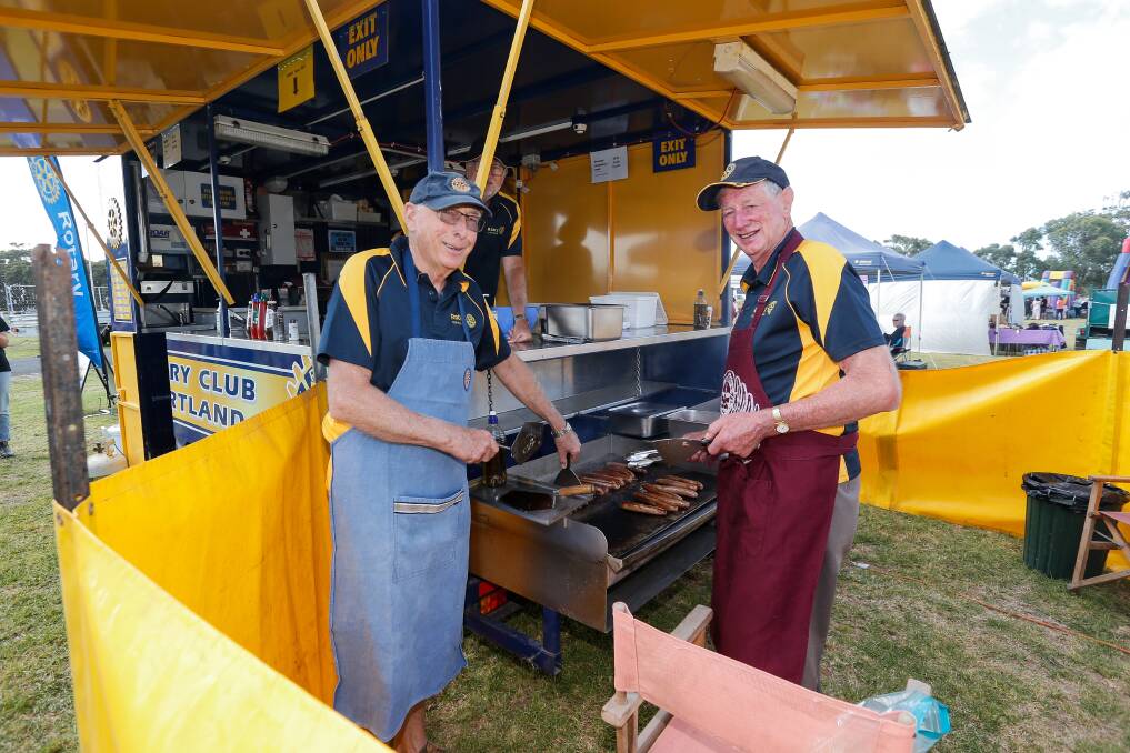 Portland Rotary Club members Dayle King and Bob Menzel at the Tyrendarra Show. Pictures: Anthony Brady