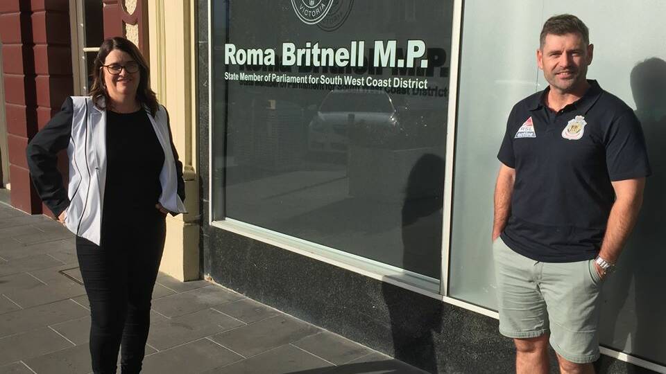 South West Coast MP Roma Britnell and Warrnambool RSL Active member Adam Kent. 