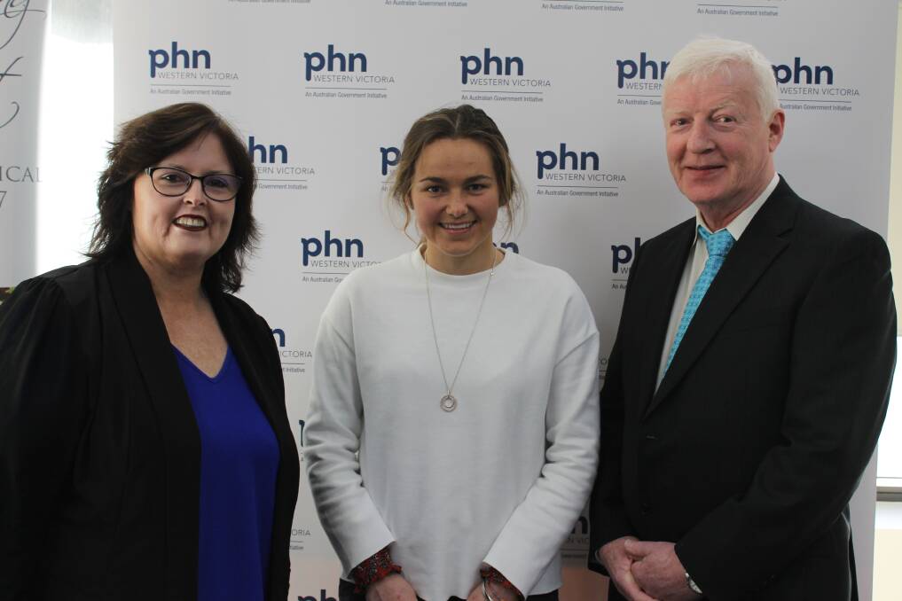 Scholarship: Western Victoria PHN CEO Dr Leanne Beagley, Rachel Mahony and George Golding Committee Chairman Dr John Howell