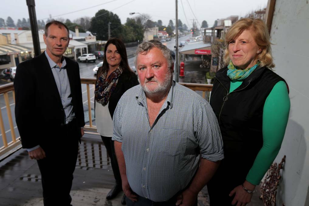Then Shadow Minister for Energy and Resources David Southwick, South West Coast MP Roma Britnell, Tyrendarra dairy farmer Bruce Knowles, and Koroit dairy farmer Oonagh Kilpatrick pictured in 2016 calling for an upgrade to three phase power on the local electricity grid. Picture: Rob Gunstone