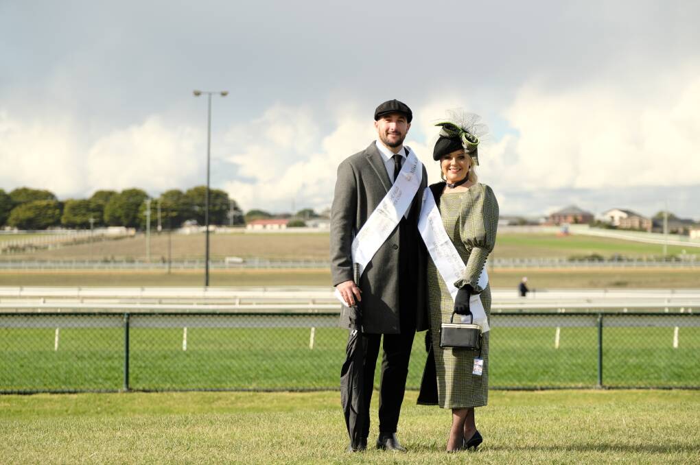 Fashions on the field: Clancey's Menswear Dapper Chap winner Kurt Siviour and Sacks Jewellers 2022 Lady of the Day winner Eliza Icke. Picture: Chris Doheny