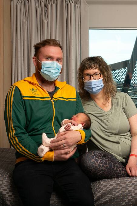 Dixie parents Caitlin and Jerram Wurlod, who welcomed their first daughter Quincey into the world on Tuesday night, are taking part in the study. Picture: Chris Doheny