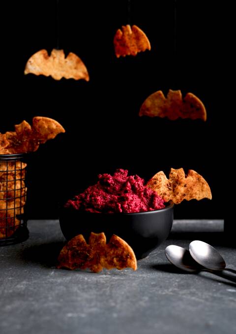 Bat crackers with roasted beetroot and apple dip. Picture: Mitsubishi Electric Australia