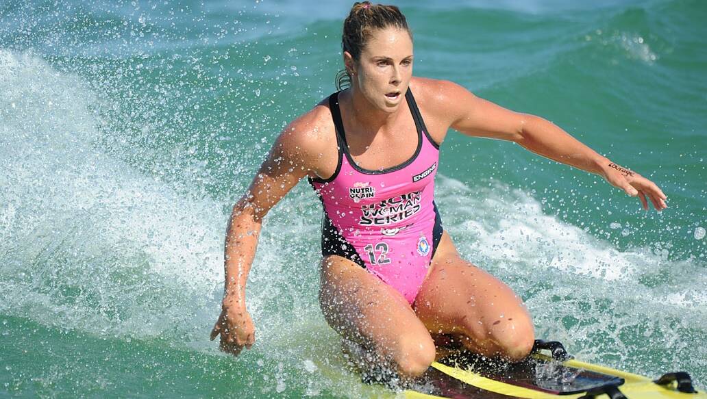 Candice Warner on her way to winning the 2012 Ironwoman series in Coolum. Picture supplied