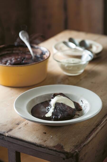 Chocolate self-saucing pudding. Picture by Alan Benson