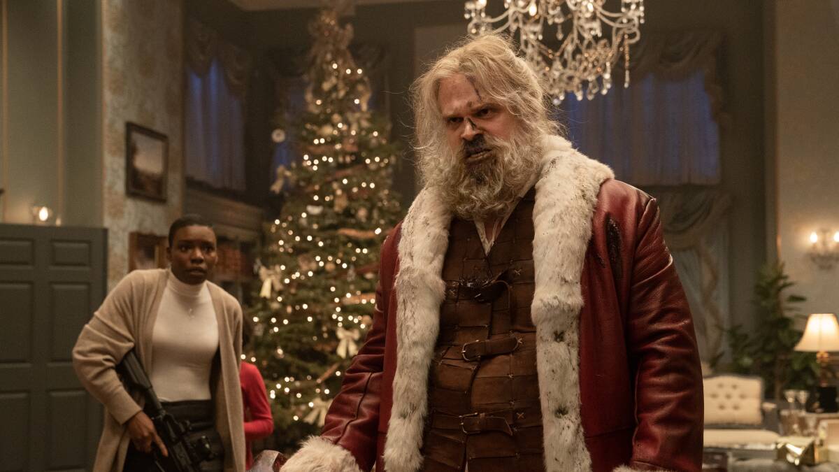 Santa Claus (David Harbour) uses "naughty" words in Violent Night. Picture Universal Studios