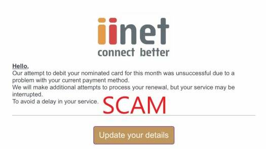LOOK CLOSELY: According to Scamwatch.gov.au, emails like this may look convincing, but on second look there are signs of a scam. If in doubt, contact the provider directly. Picture: Scamwatch.gov.au 