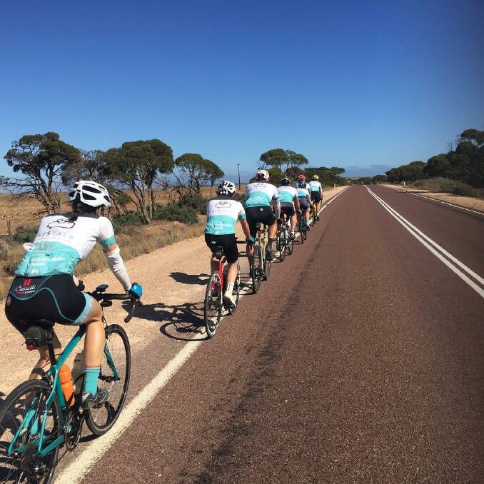 The long road: Let's Talk riders make their way across the Nullarbor on their way back to Warrnambool.