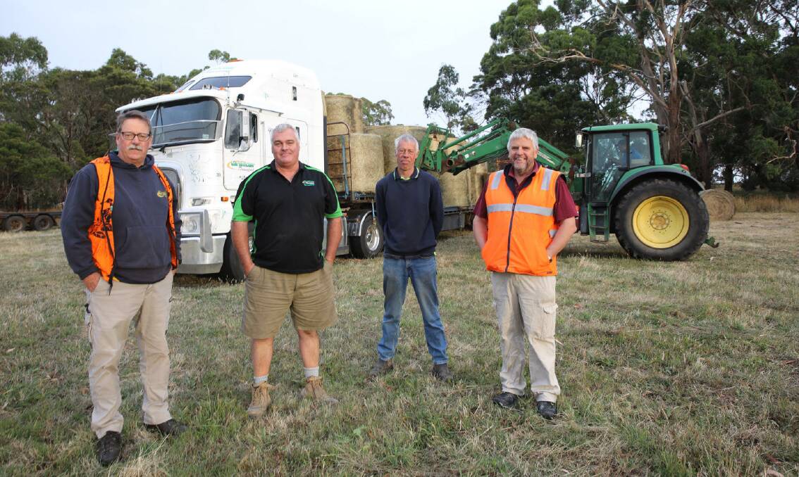 Loaded: Glendon Dickinson Warrnambool Field and Game/Warrnambool Central Rotary, Craig Grinter, Grinter Transport, Roger Woodward, Grinter Transport and
Cliff Banner, Warrnambool Field and Game. Picture: Supplied