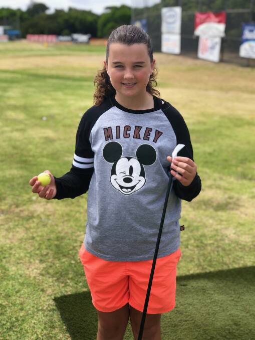Smiling: 11 year old Chelsea O'Leary will have the bragging rights at home after scoring a hole in one on the junior course.