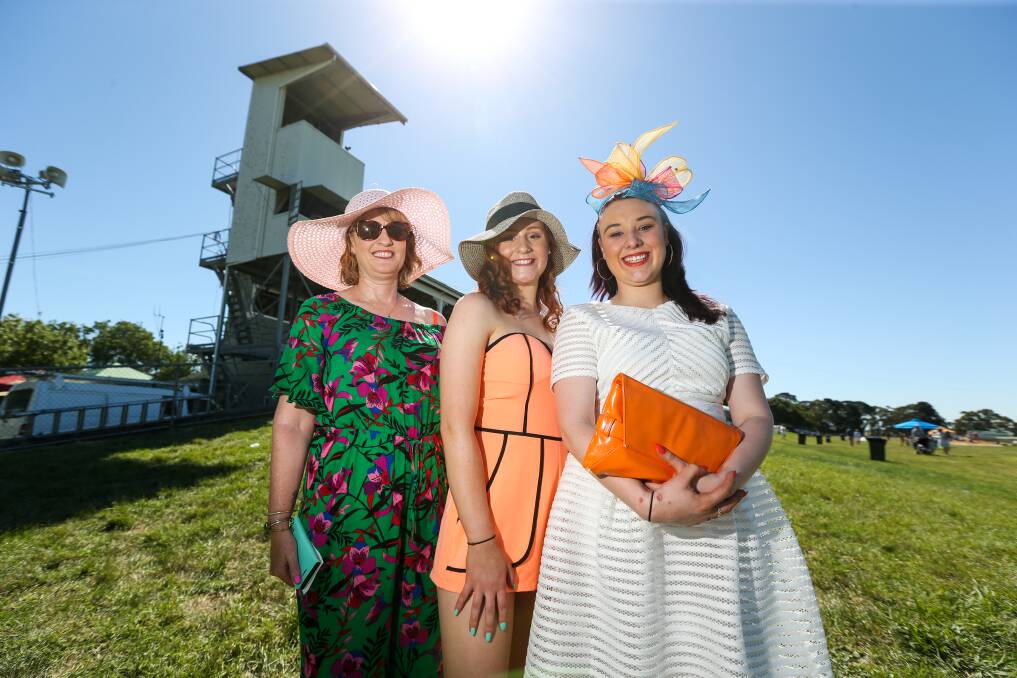 Girls Day Out: Penshurst's Sonia Wood enjoys a day at the races with her daughter Georja Wood and Chloe Wood. Picture: Rob Gunstone