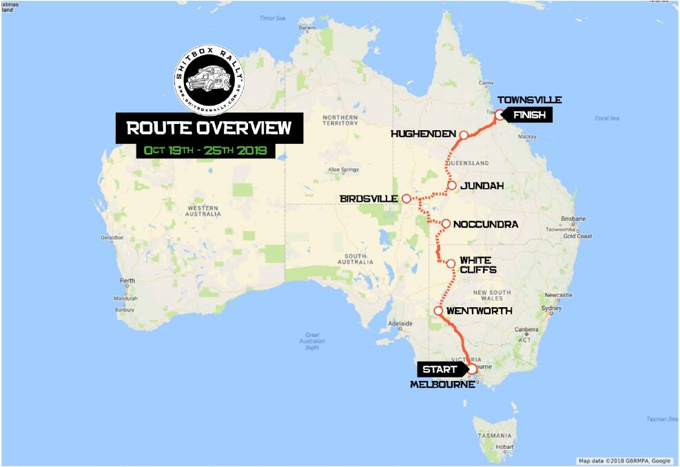 Long drive: The route for the 2019 Spring Shitbox Rally. 