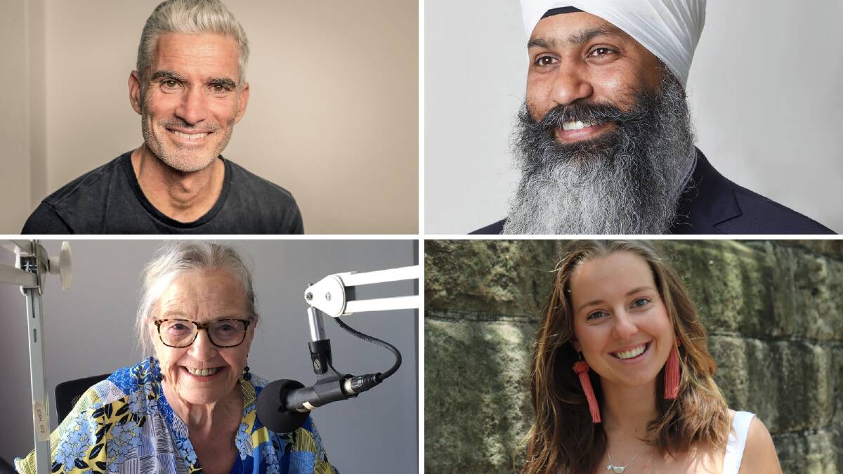 (Clockwise from top left) 2023 NSW Australian of the Year Craig Foster with NSW Local Hero Amar Singh, NSW Senior Australian of the Year Teresa Plane and Young Australian of the Year Lottie Dalziel.