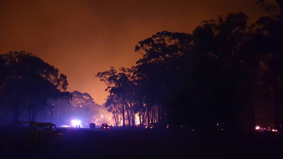 The Gospers Mountain fire impacting property in Bilpin in NSW's Blue Mountains in December 2021 during Black Summer. Picture by Kim Chappell