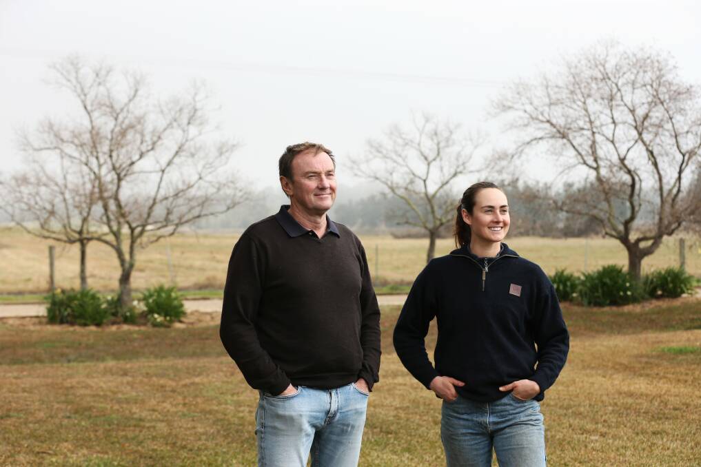 Next gen: Winemaker Andrew Margan with daughter Alessa Margan on the grounds of their family business, Margan Wines and Restaurant, in Broke. Picture: Simone De Peak