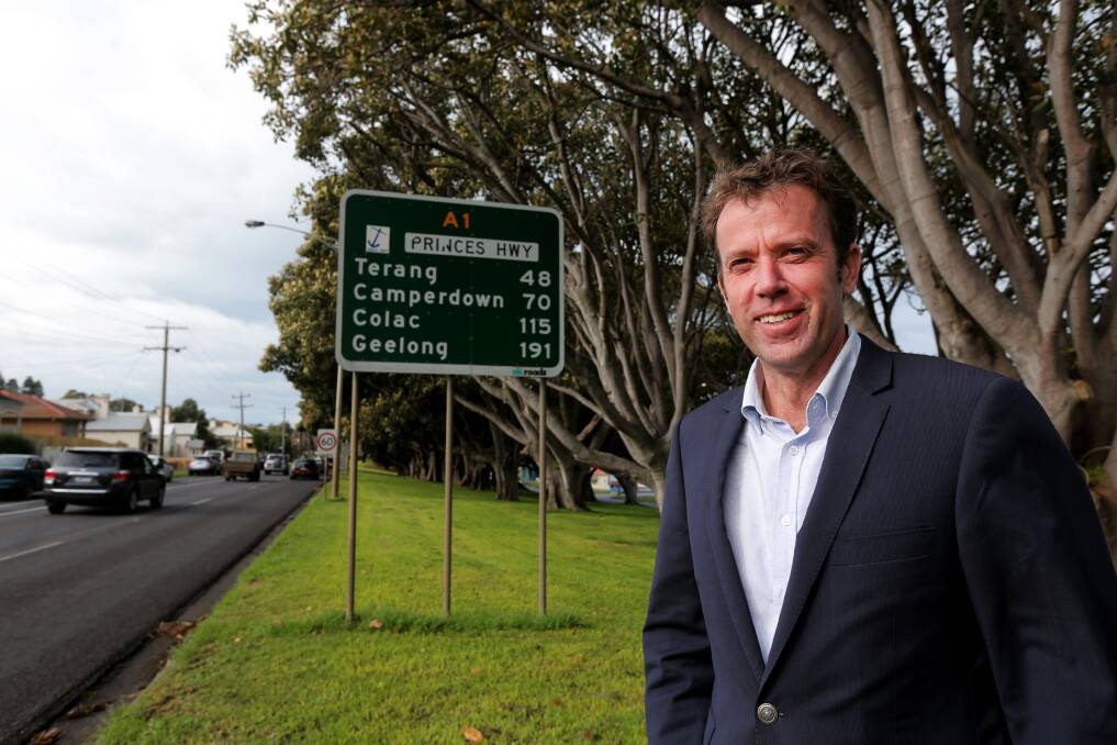 Federal member for Wannon Dan Tehan's announcement of Princes Highway funding has received a mixed response. Picture: Rob Gunstone