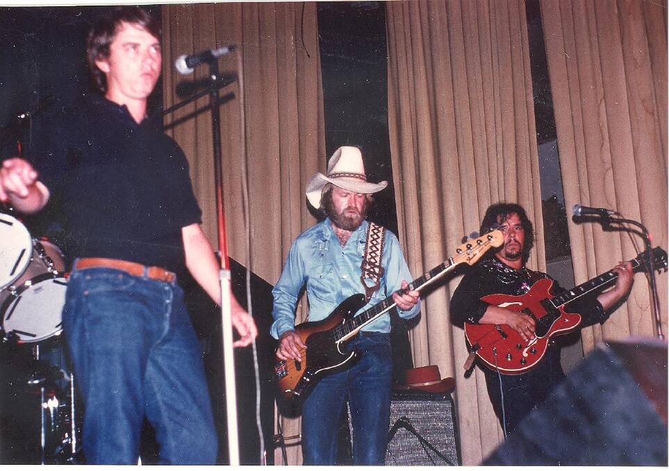 Marty Atchison, Michael Schack and Rodger Delfos performing in Tamworth in 1982.