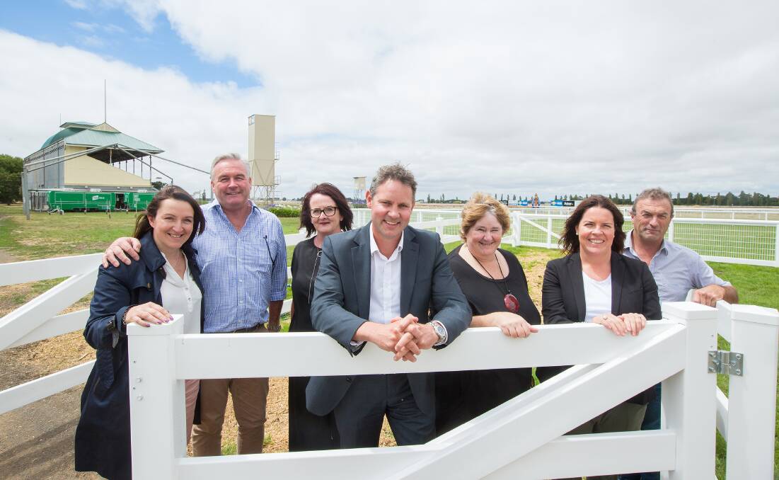 South West TAFE equine program senior educator Lisa Coffey, Camperdown Turf Club president Laurie Hickey, South West TAFE deputy chief executive officer Madelyn Lettieri, South West TAFE chief executive officer Mark Fidge, Country Racing Victoria group club manager Karen Van Kempen, Racing Victoria athlete and careers development manager Mel Weatherley and Terang and District Racing Club president Wayne Johnson.