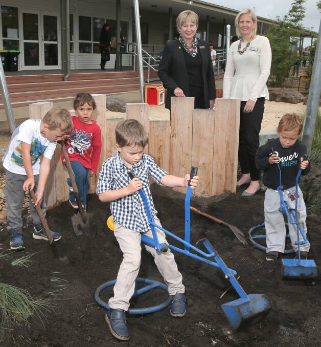 Play time: Gayle Tierney and Jo Beard with (from left) Jaxson Church, 4, James Clark, 3, Jake Arkley, 5, and Jordon Clark, 4, at the new centre. Picture: Rob Gunstone