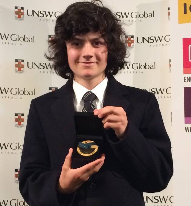 Achiever: Camperdown College student Timothy Fagan won gold for his skill in digital technology as part of the International Competitions and Assessments for Schools, which tests students across the Asia-Pacific.