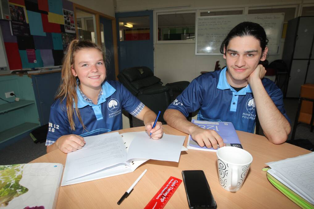 Hawkesdale P12 College year 12 students Hannah Drendel and Isaac Walker back at school after the fires.
